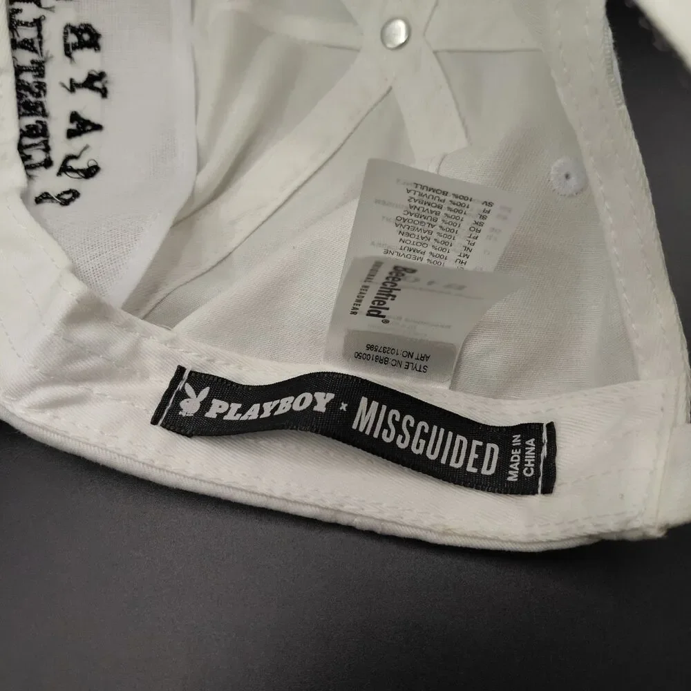 Playboy Lifestyle White Adjustable Cap Misguided